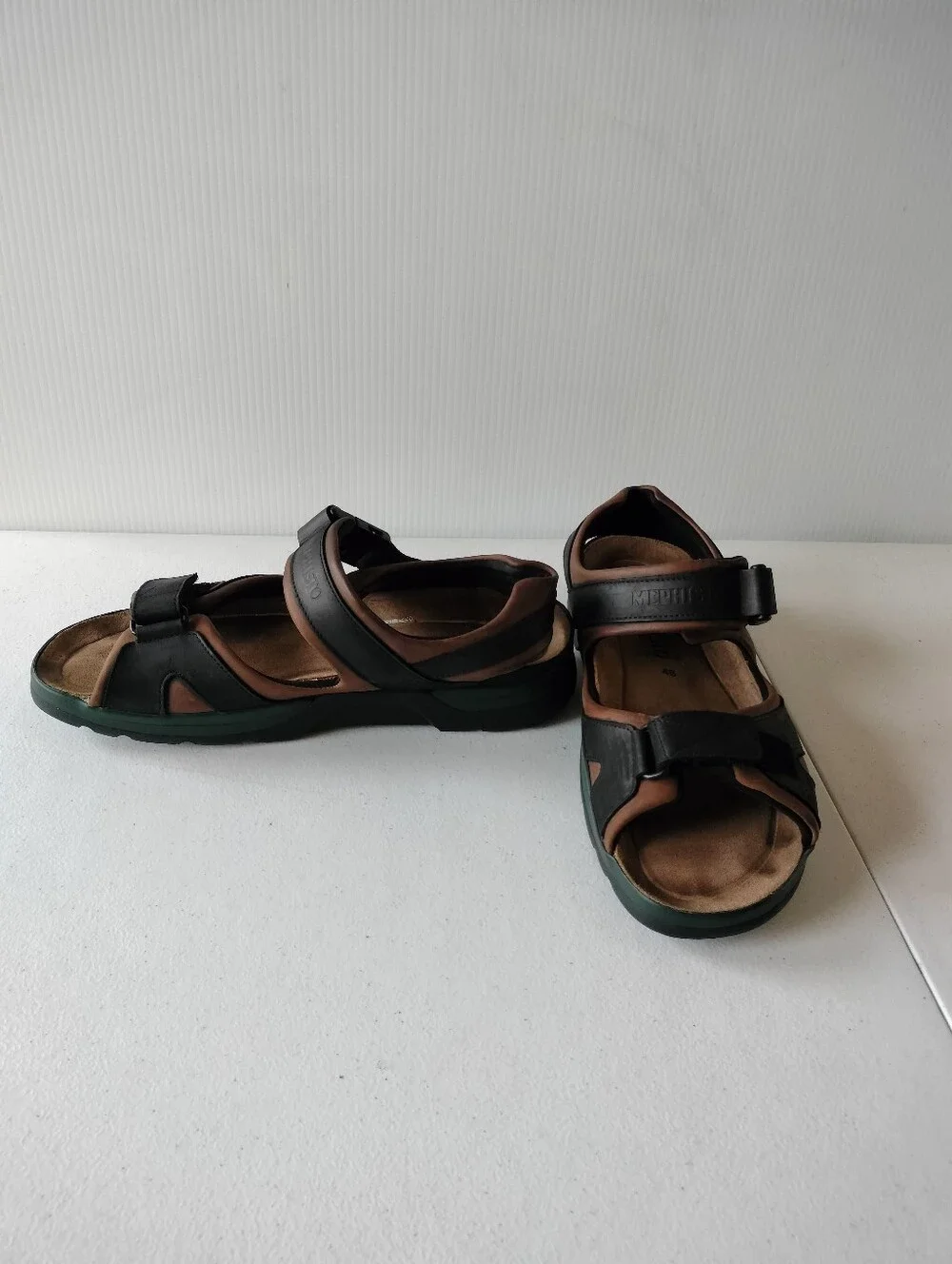 Mephisto Shark Fit Sandals Mens 46 EU/ 12 US Black Brown Leather Comfort Travel